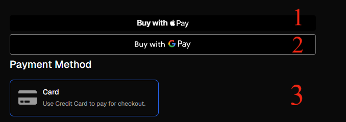 Инструкция по пополнению баланса через Visa | Mastercard EU | USA | Apple Pay | Google Pay — Шаг 3. Выберите способ оплаты 🛒